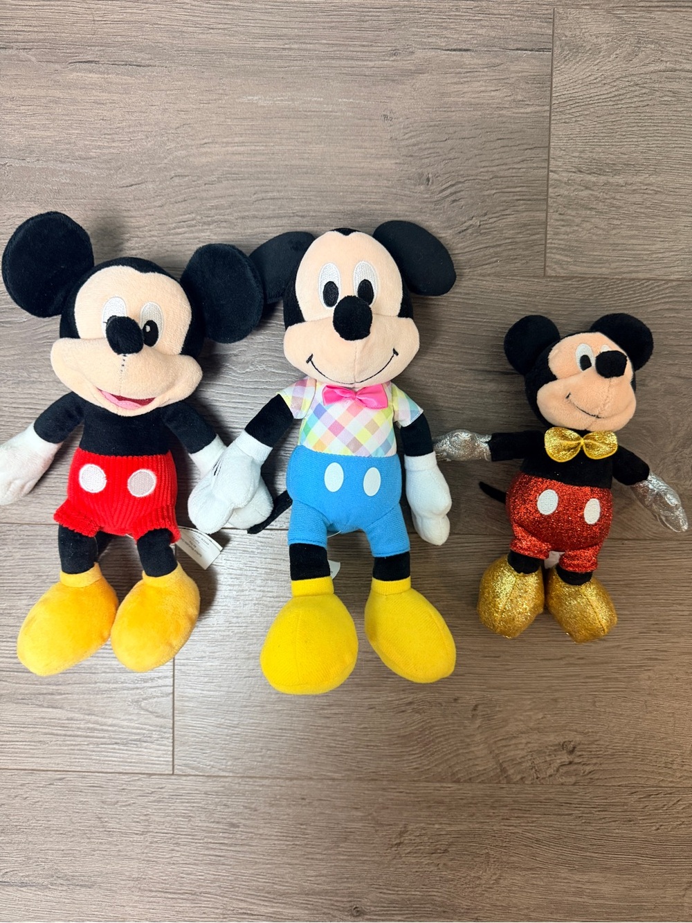 Bundle of 3 Disney Mickey Mouse Plush - Disney Jr, Easter and TY Sparkle Toys